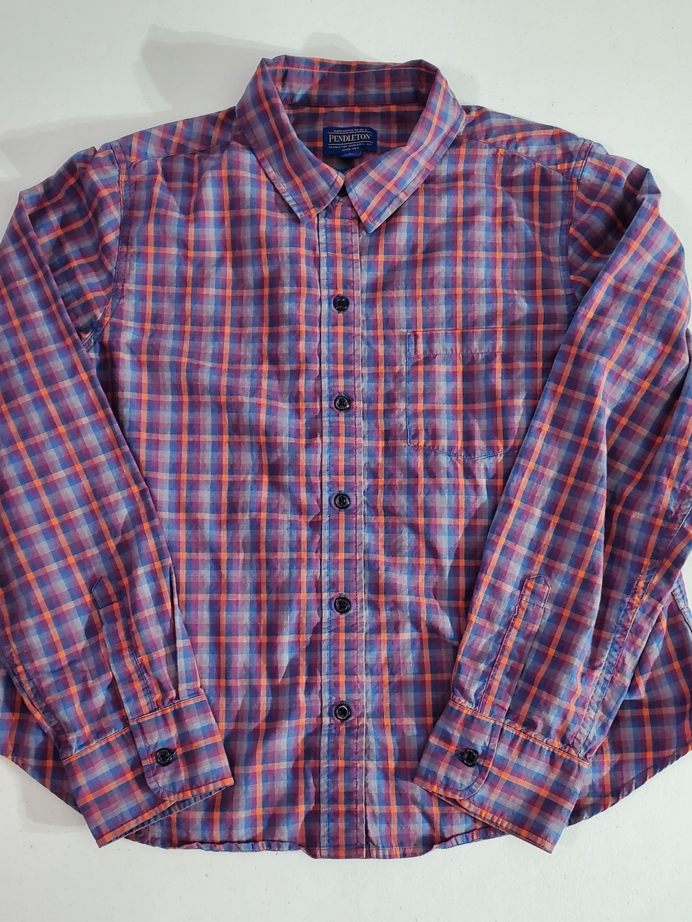 Pendleton Wonens Petite Large Pink and Purple Plaid Button-Down Cotton Shirt